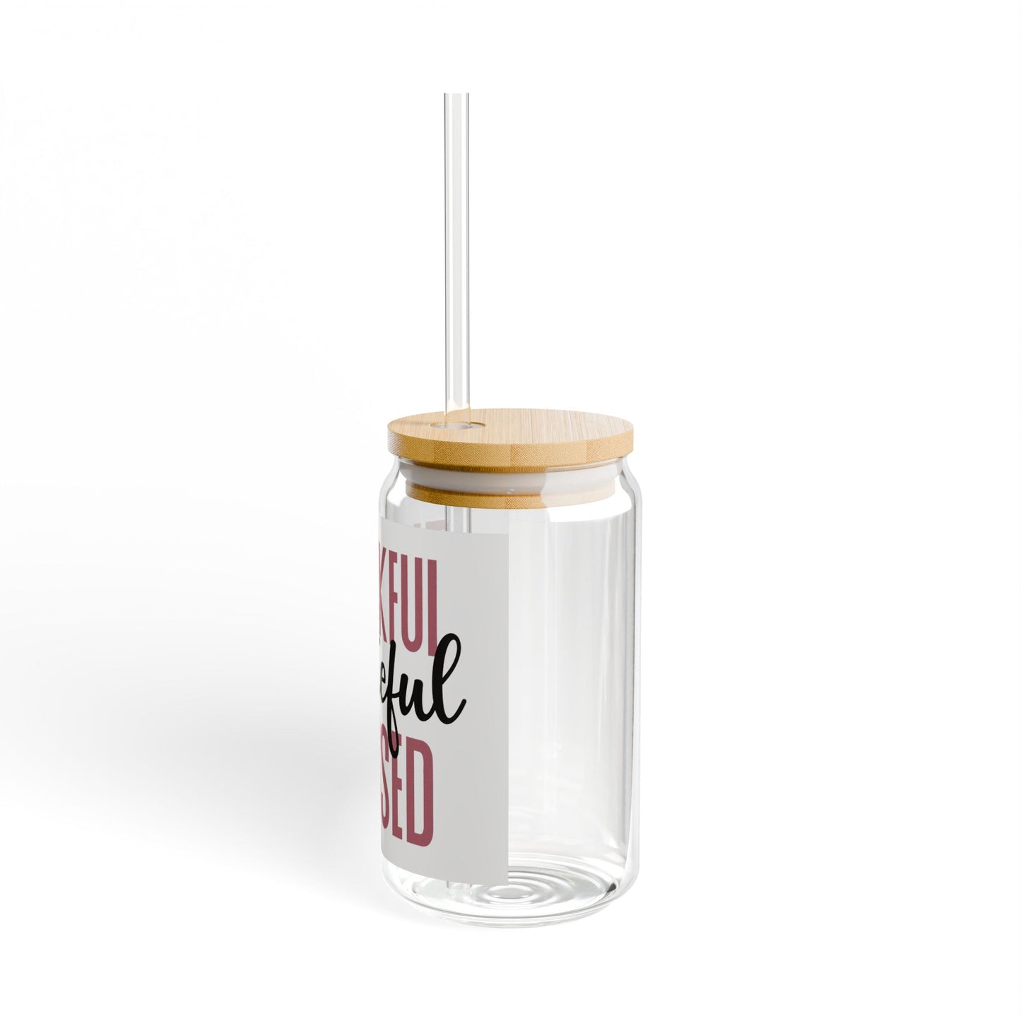 Thankful, Grateful, Blessed Sipper Glass, 16oz