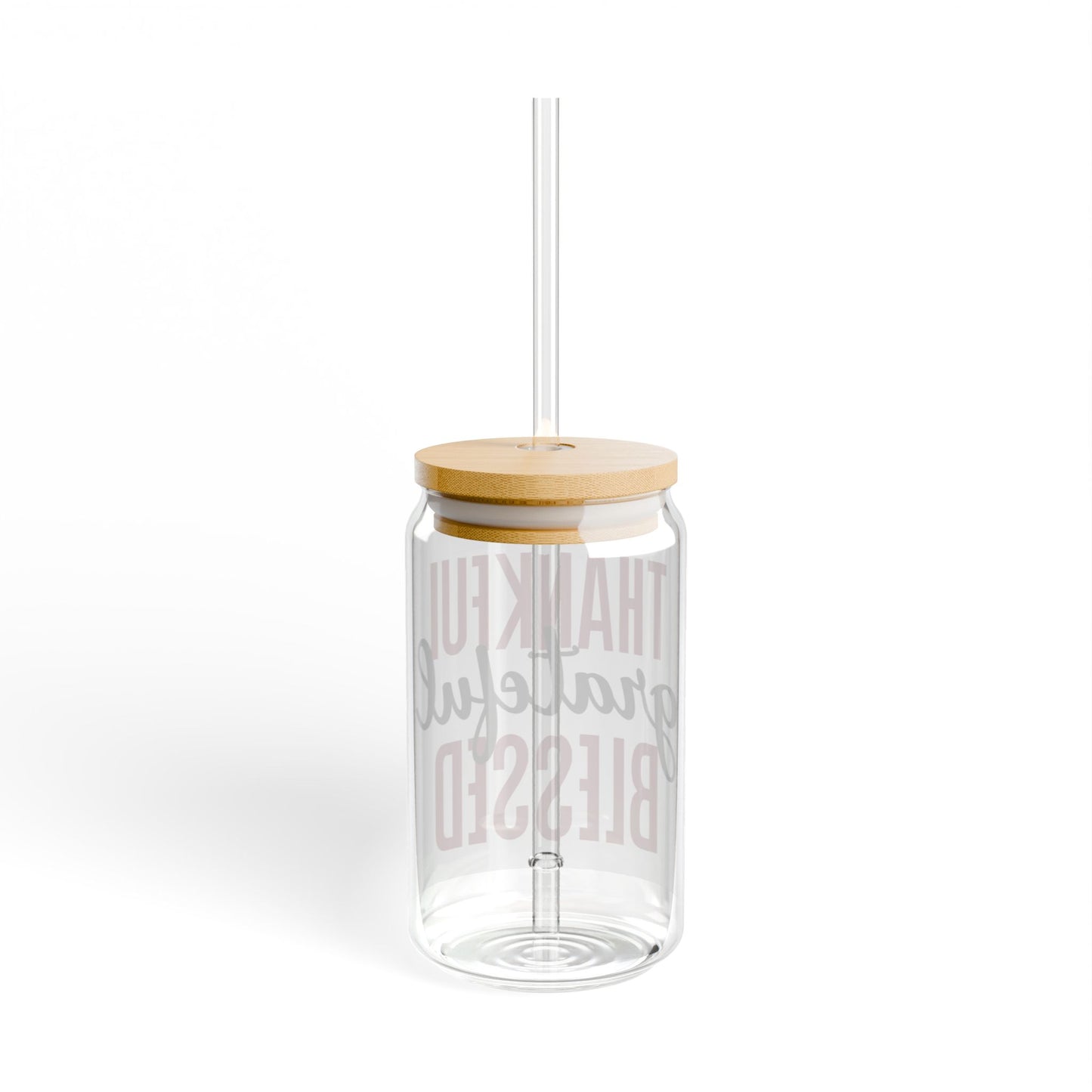 Thankful, Grateful, Blessed Sipper Glass, 16oz